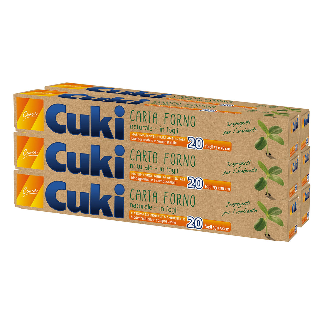 Cuki Naturpapier Backofen 33 x 38 cm - 6 Packungen mit je 20 Blatt