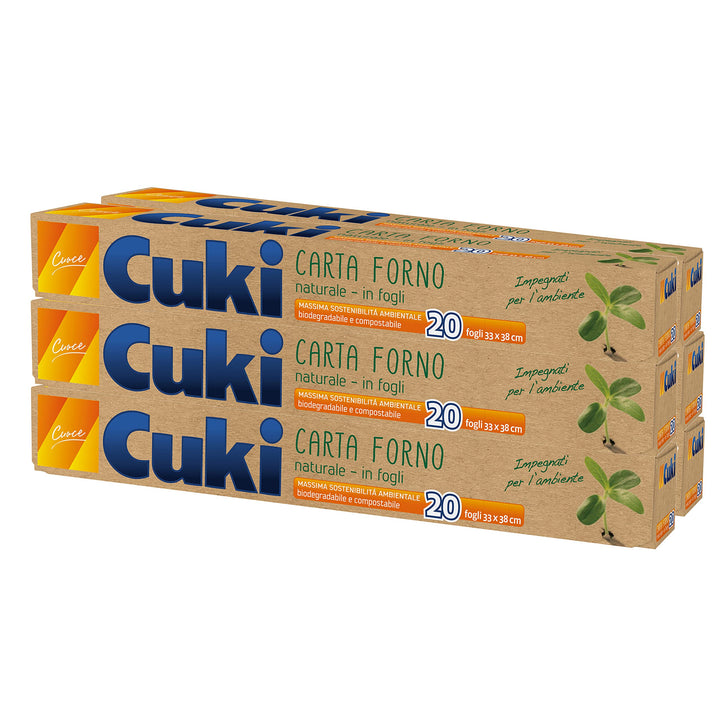 Cuki Naturpapier Backofen 33 x 38 cm - 6 Packungen mit je 20 Blatt