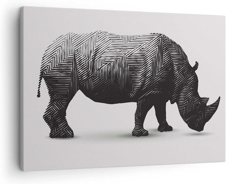 Bilder auf Leinwand Nashorn Tier Afrika Safari Leinwandbild 70x50cm Wandbilder Dekoration Wohnzimmer