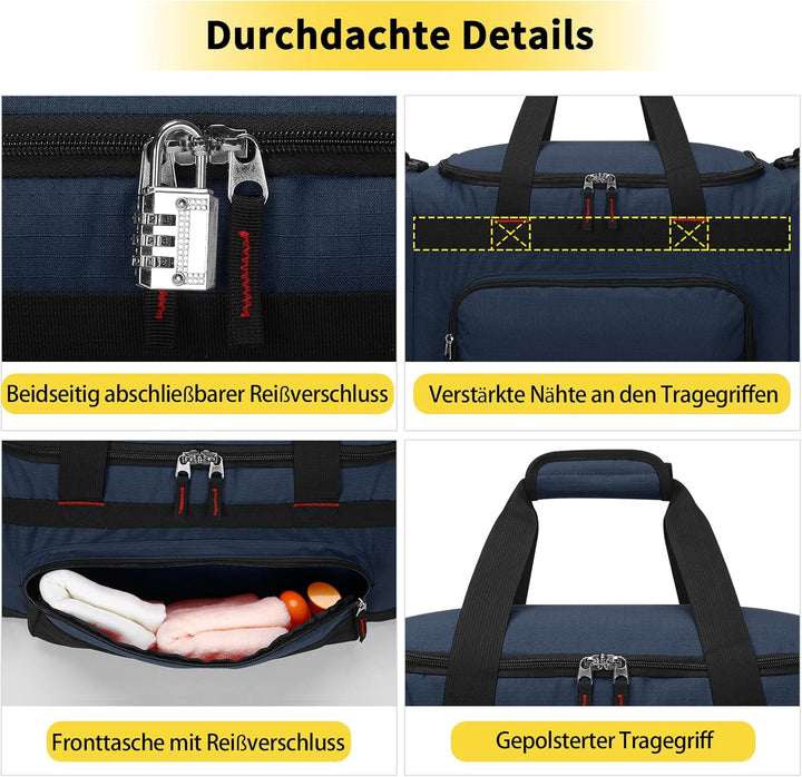 ZZY 55L Sporttasche Herren mit 2 Seitentaschen grosse Reisetasche für Fitness, Training und Reisen 5