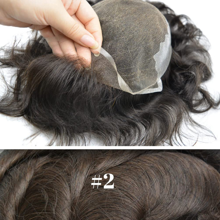 Hairnotion Haarteil Toupet Echthaar Französische Spitze Haut Basisgrösse 8 “X 10” Toupet für Männer