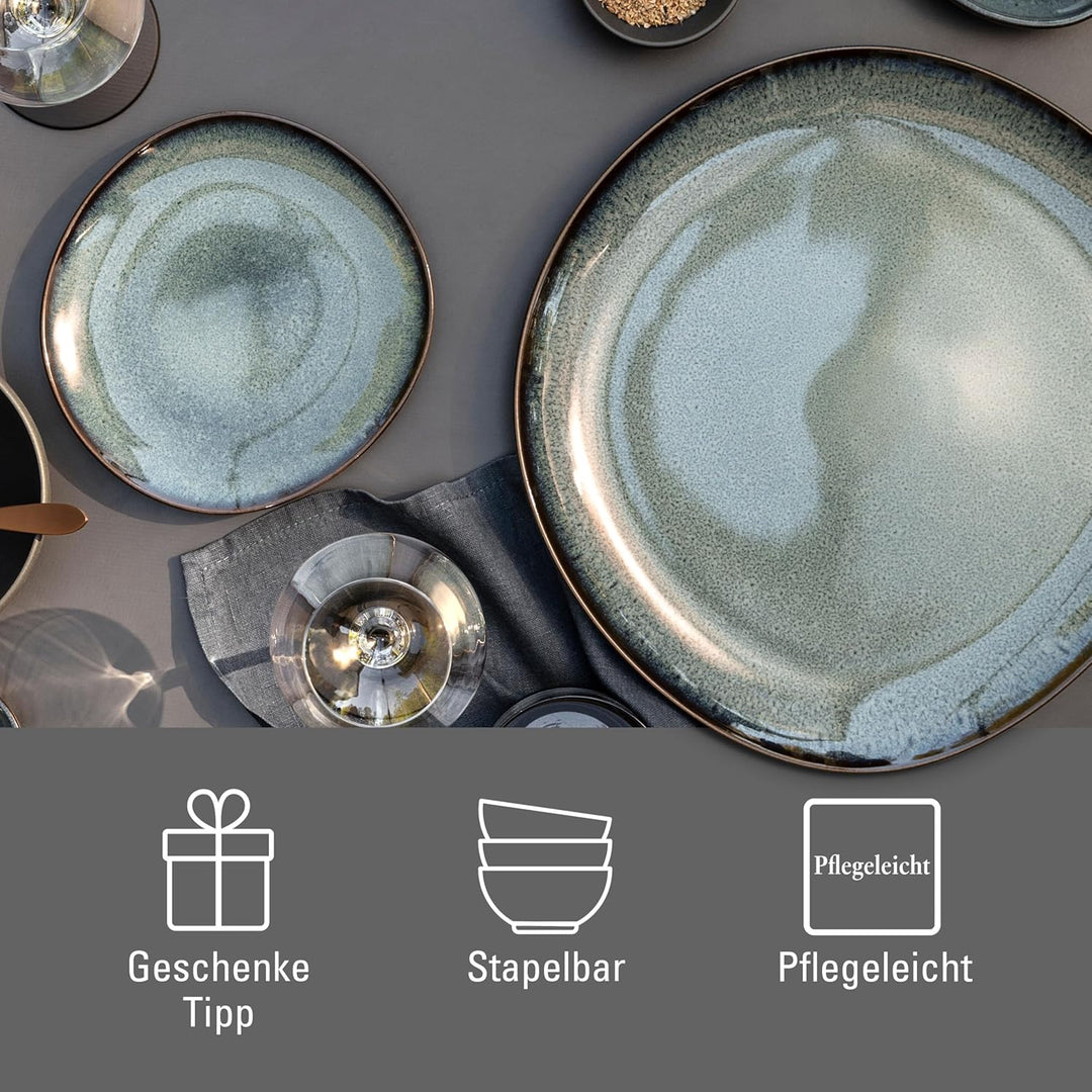 like. by Villeroy & Boch – Lave gris Servierplatte 32x31,5x3 cm, Servierplatte grau, Steingut, mikro