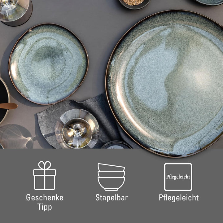 like. by Villeroy & Boch – Lave gris Servierplatte 32x31,5x3 cm, Servierplatte grau, Steingut, mikro