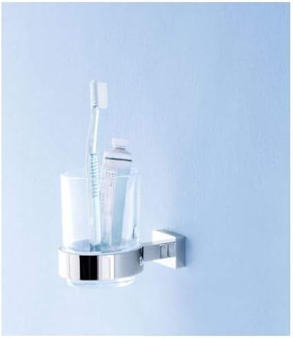 GROHE Essentials - Glas mit Halter (Material: Glas / Metall, verdeckte Befestigung, zum bohren oder