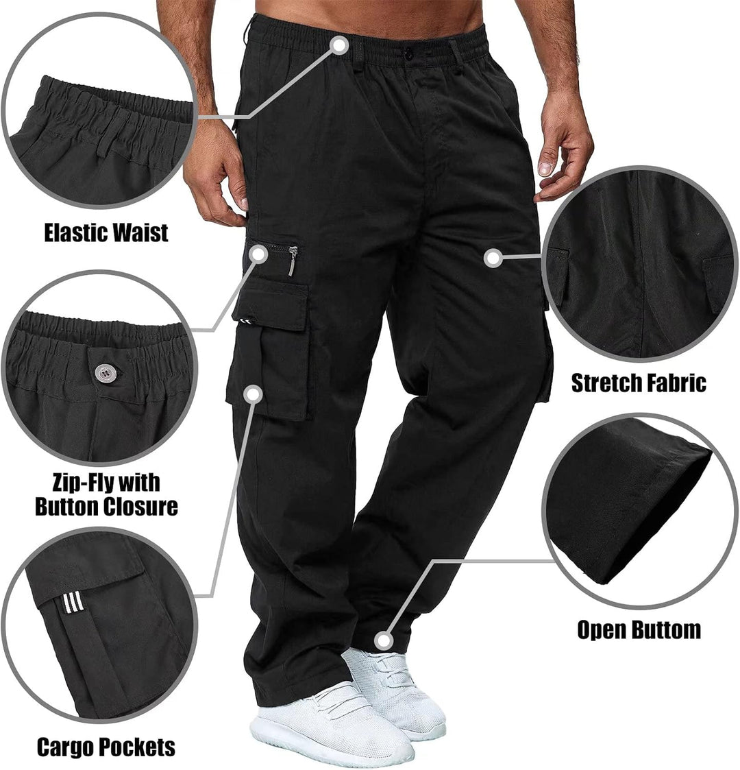 Herren-Cargohose, leicht, taktische Hose, Wandern, Jogger, klassische Passform, mehrere Taschen XXL
