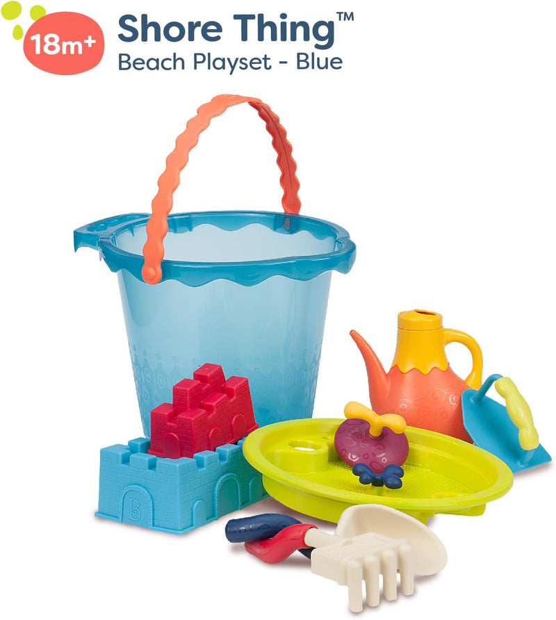B. toys Sandspielzeug 9 Teile mit Eimer gross – Sandkasten Spielzeug, Strand, Spielplatz mit Schaufe