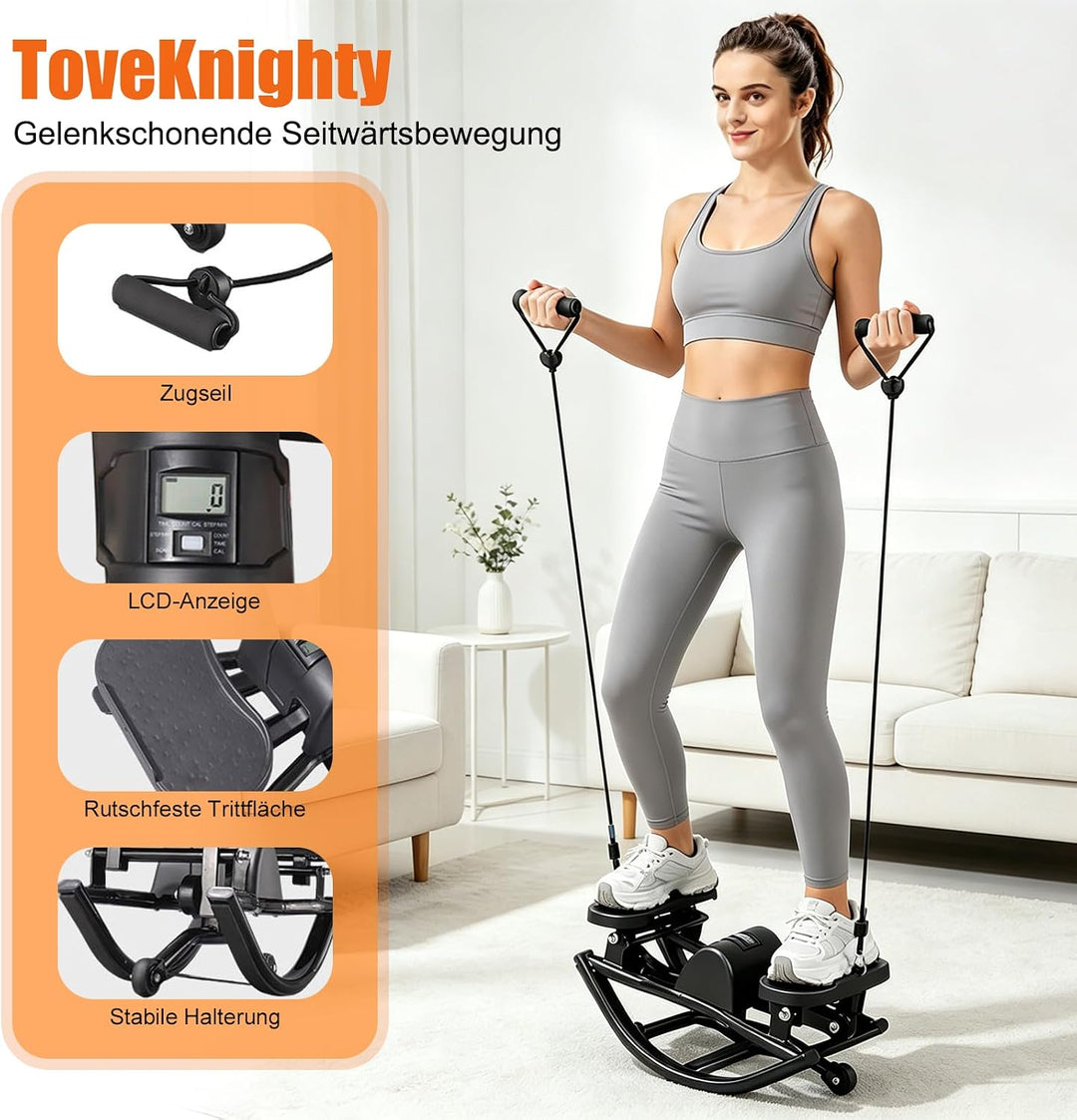 Stepper,Rock Stepper,Mit Power Ropes Sidestepper,fitnessgeräte für zuhause,Trainer bis 200kg,für eff