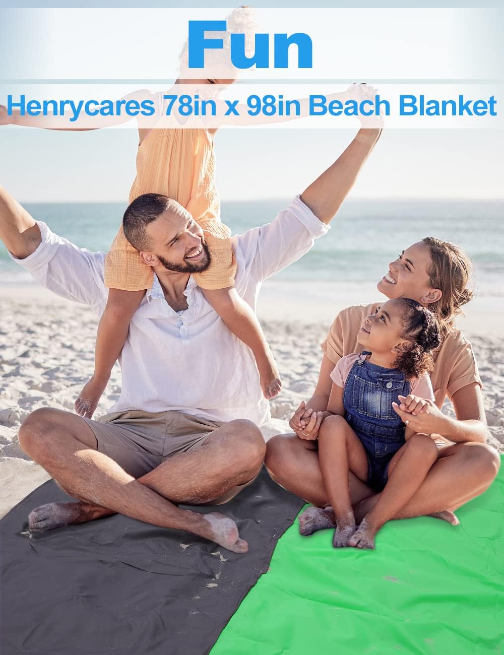 Stranddecke Super Gross 275cm x 300cm für Strandurlaub Reisen Camping, Leicht und Tragbar, Schnelltr