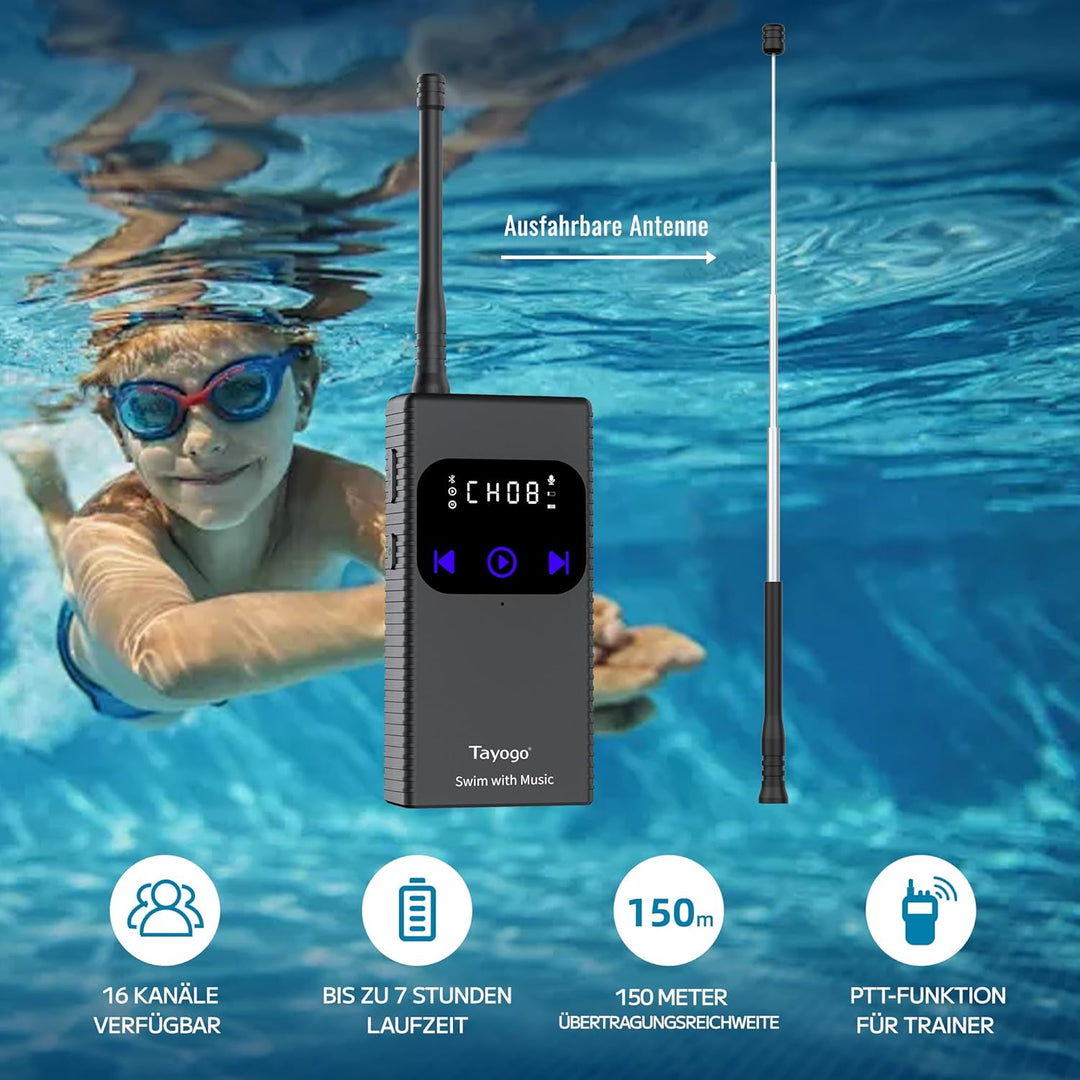 Tayogo T6-W25 Knochenschall-Kopfhörer Schwimmen - Drahtloser Sender, Ideal für Spotify und Audible |