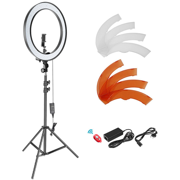 NEEWER 18-Zoll SMD LED Ringlicht dimmbares Beleuchtungsset mit78.7"Lichtständer Filter und Blitzschu