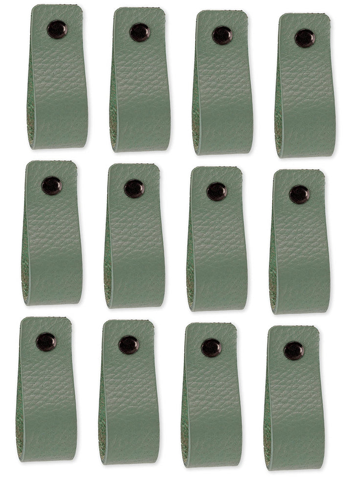 Brute Strength - Ledergriffe für Möbel - Blassgrün - 12 Stück - 16,5 x 2,5 cm - Schrankgriff, Türgri