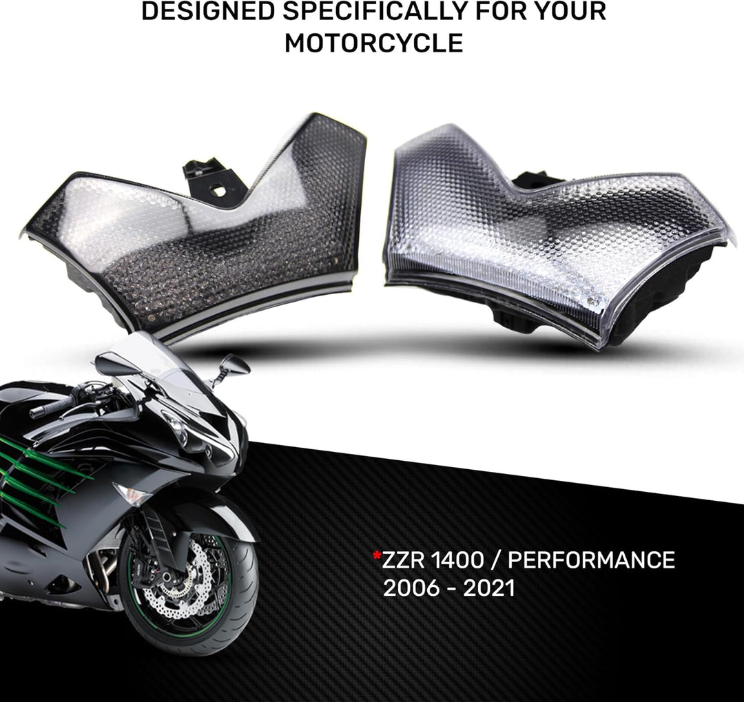 avdb-moto LED-Bremslicht mit integriertem Blinker kompatibel mit Kawasaki ZZR1400 2006/2016 (Getönt)