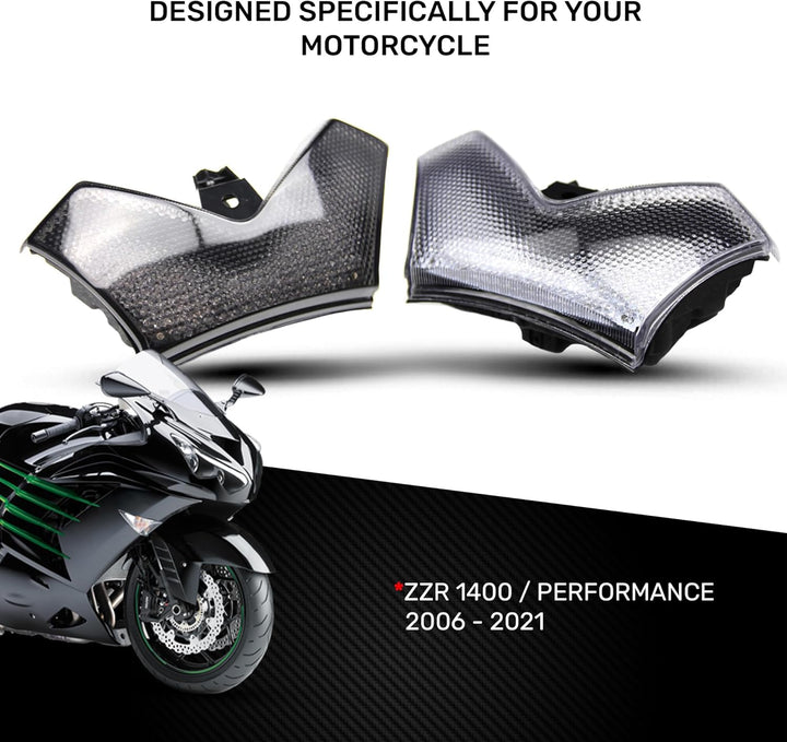avdb-moto LED-Bremslicht mit integriertem Blinker kompatibel mit Kawasaki ZZR1400 2006/2016 (Getönt)