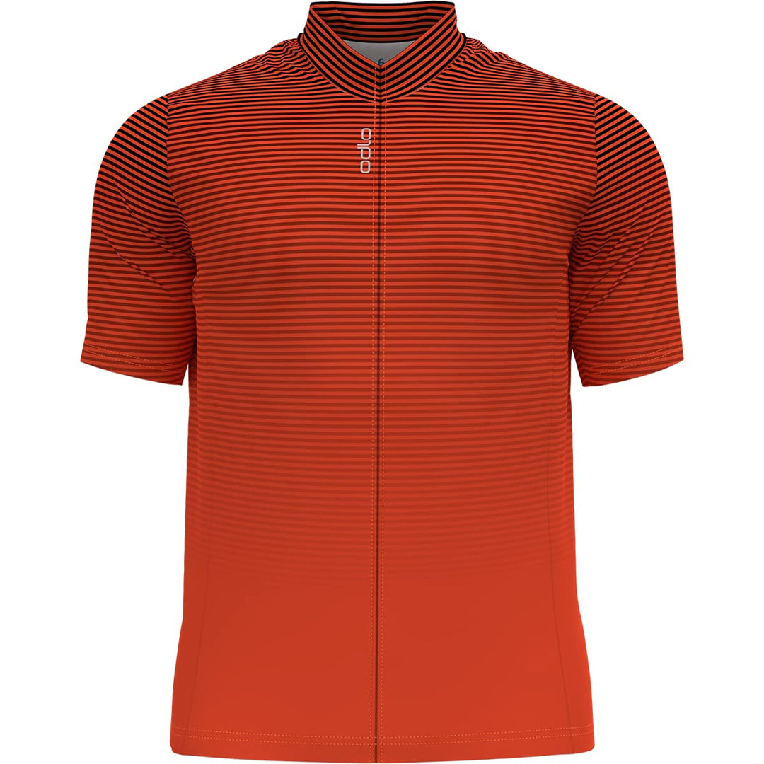 Odlo Herren Essential Print_411952 Radtrikot (1er Pack) S Black - Exuberant Orange, S Black - Exuber