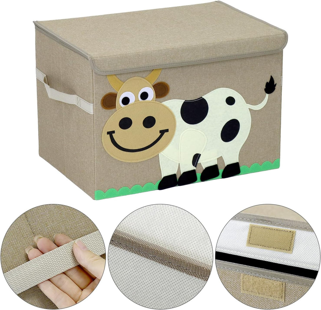 QWORK® Grosse Faltbare Aufbewahrungsbox mit Deckel, 53x36x36 cm, 65 Liter - Sitztruhe für Aufbewahru