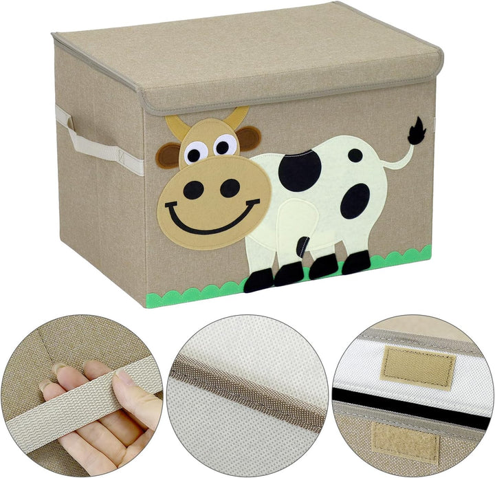 QWORK® Grosse Faltbare Aufbewahrungsbox mit Deckel, 53x36x36 cm, 65 Liter - Sitztruhe für Aufbewahru