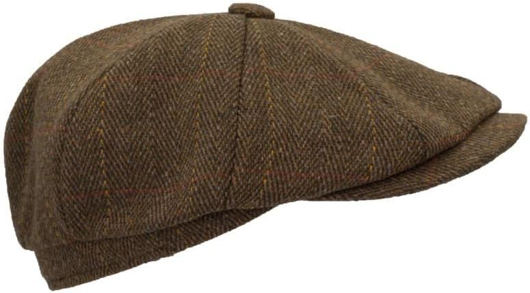 WALKER AND HAWKES - Unisex Bakerboy-Ballonmütze aus Tweed - 8-Panel-Konstruktion, Brauner Tweed