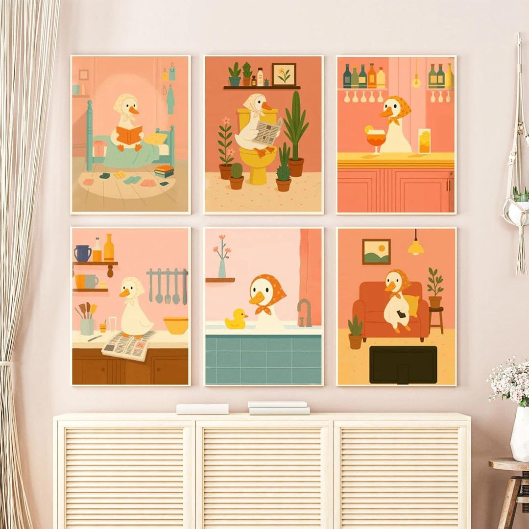 JATOK 6 Stück Malen Nach Zahlen Erwachsene, DIY Entenküken Leben für Anfänger, Handgemalt Ölgemälde