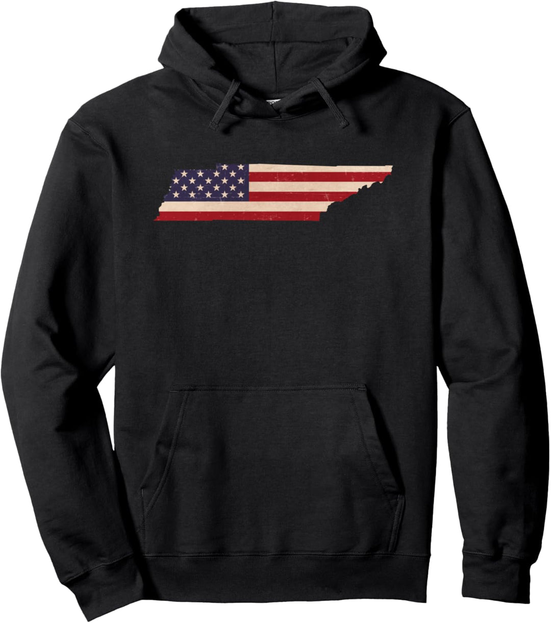 Tennessee American Flag Vintage Pullover Hoodie