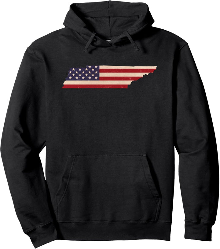 Tennessee American Flag Vintage Pullover Hoodie