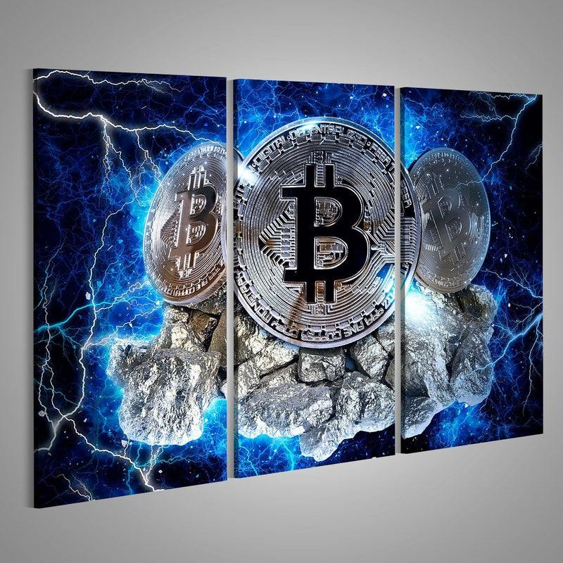 islandburner Bild Bilder auf Leinwand Gold-Bitcoin-Münze. Bitcoin-Kryptowährung Wandbild, Poster, Le