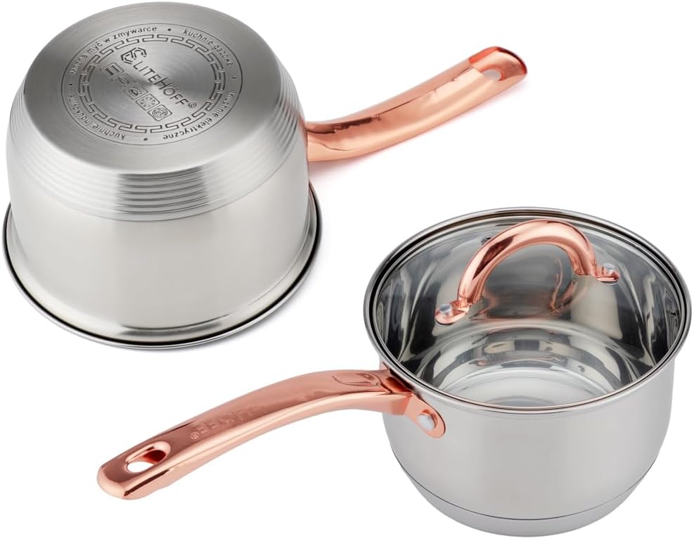 EliteHoff Topfset Induktion, Kochtopf Set mit Glasdeckel, 7-lagiger Edelstahl Topf- &amp; Pfannensets mi