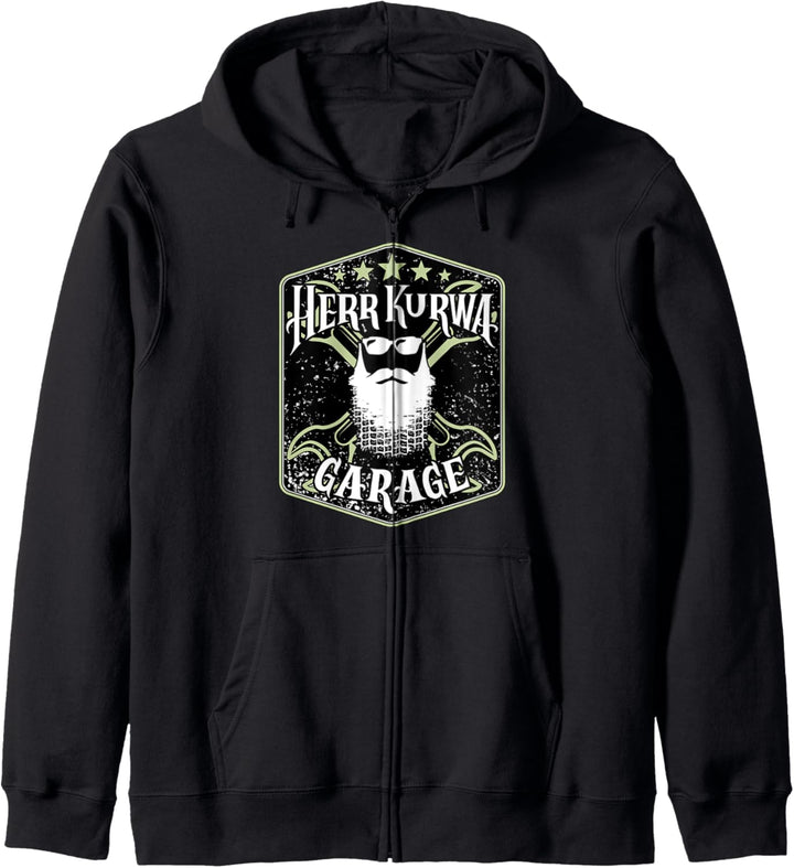 Mechaniker Herr Kurwa Garage Logo Janusz Werkstatt NRW Kapuzenjacke