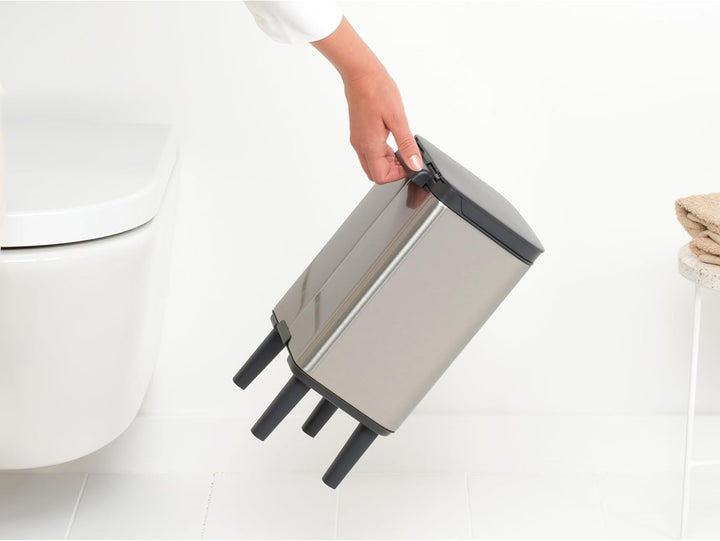 Brabantia - Mülleimer Bo Hi 4L mit Soft-Close-Deckel, herausnehmbarem Inneneimer und Transportgriff