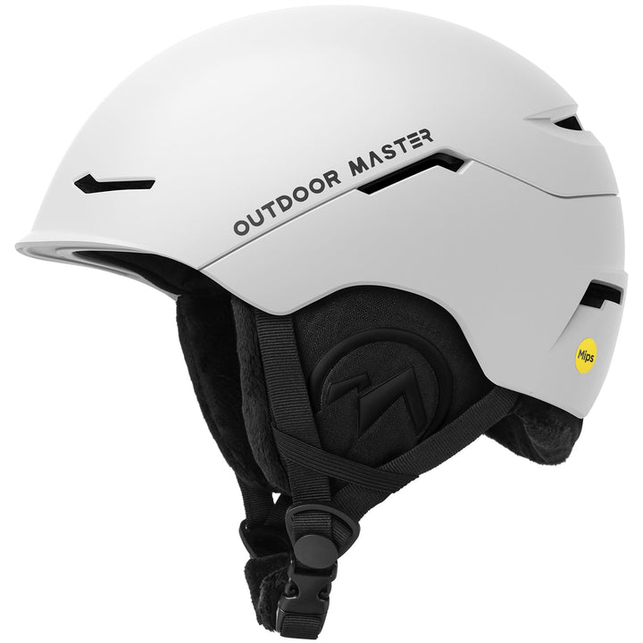 OutdoorMaster ELK MIPS Skihelm - Schneesporthelm Snowboardhelm für Männer Frauen &amp; Jugend Perlweiss