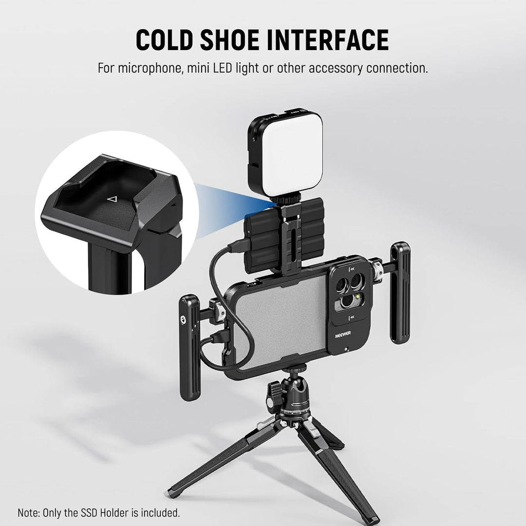 NEEWER T5 T7 T9 SSD Halterung für iPhone 15 Pro Max Handykäfig PA023 PA024, 2,2"-3"/55-75mm SSD Klem