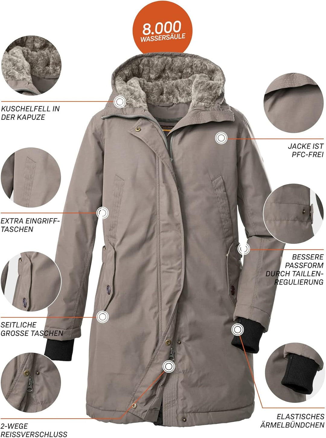 G.I.G.A. DX Damen Mantel Casual Funktionsmantel mit Kapuze GW 107 WMN CT wasserabweisend, Winddicht,