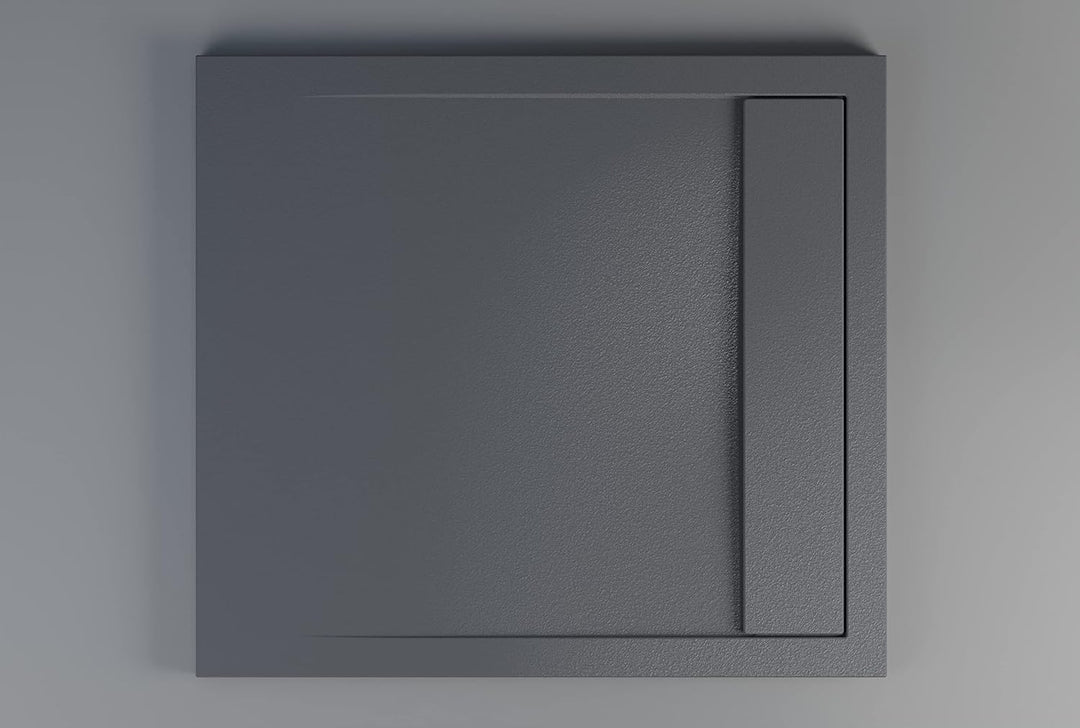 BERNSTEIN Duschtasse 100x90 cm Anthrazit Matt Flache Bauhöhe, Duschwanne aus Mineralguss, Rechteckig