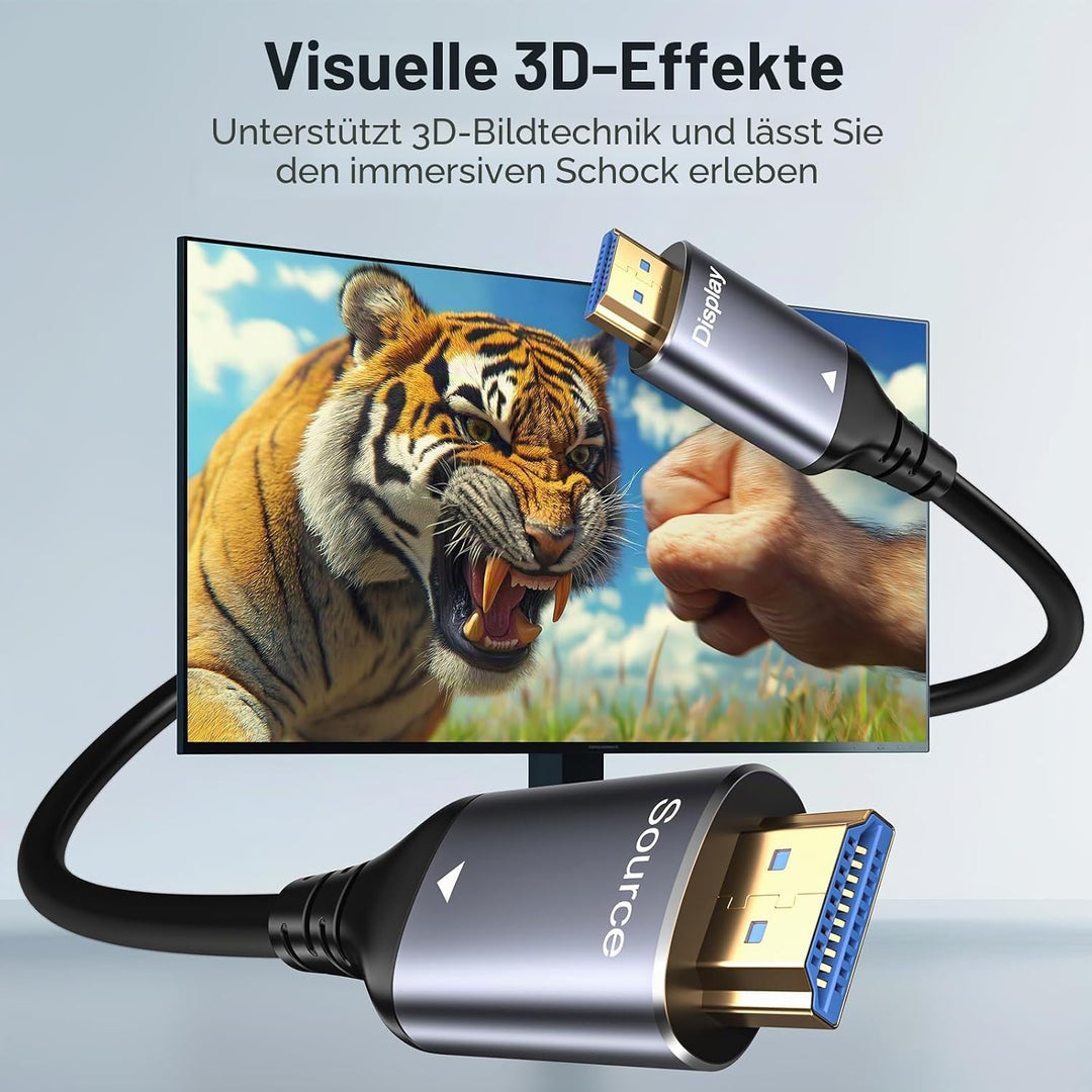 8K HDMI Glasfaserkabel 50M, HDMI 2.1 Kabel 48Gbps Ultra High Speed,In Wall CL3 Rated,AOC 8K@60Hz,4K@
