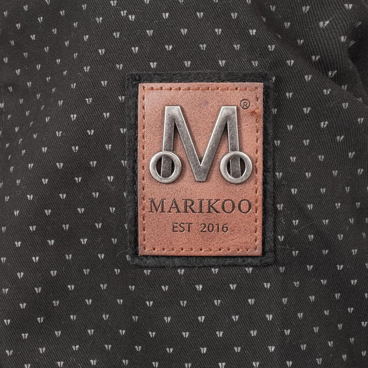 MARIKOO Damen leichte Übergangsjacke Baumwoll-Parka mit Kapuze Nyokoo XS-XXL S Schwarz Dots, S Schwa