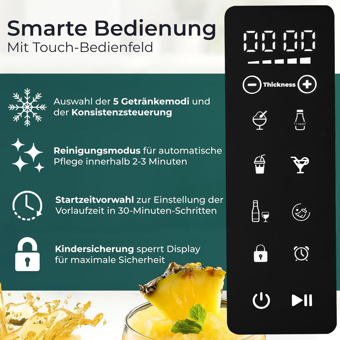 KLAMER Slush Maschine, mit 5 smarten Programmen: Slushie, Cocktail, Milchshake, Frappé, Wein, Automa