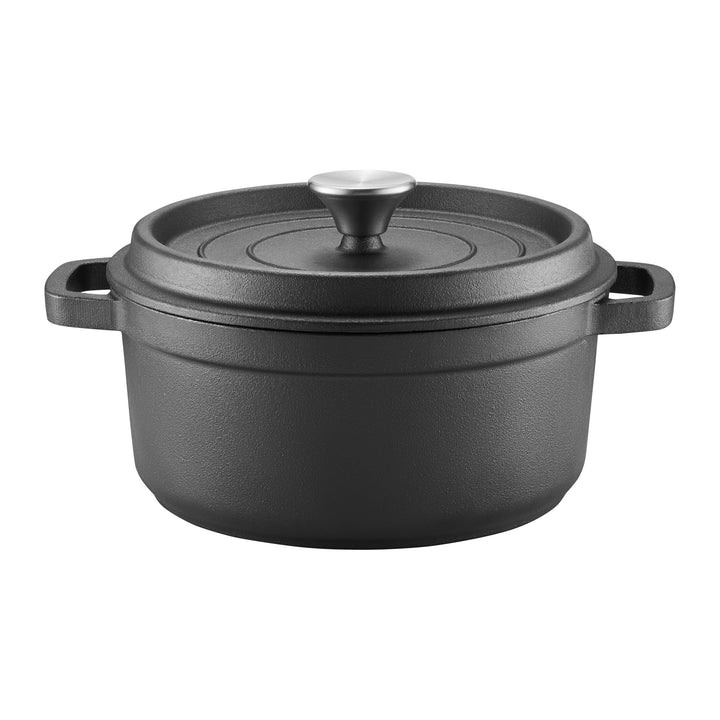 AMBITION Gusseisen Topf mit Deckel ofenfest 20 cm Iron 2,2 L Schmortopf Induktion alle Herdarten