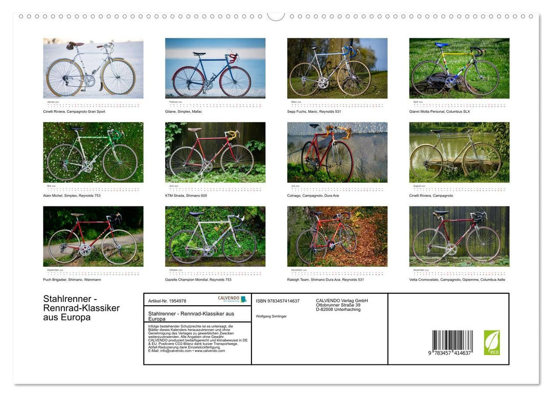 Stahlrenner - Rennrad-Klassiker aus Europa (hochwertiger Premium Wandkalender 2026 DIN A2 quer), Kun