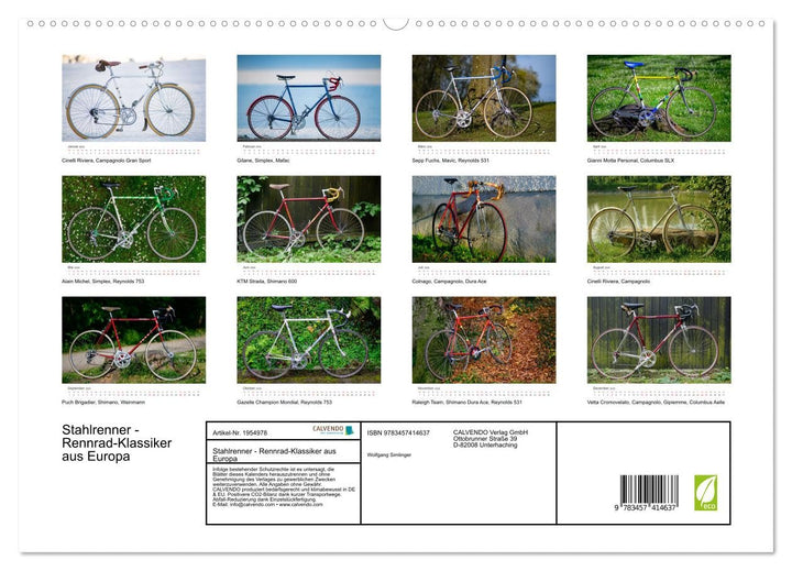 Stahlrenner - Rennrad-Klassiker aus Europa (hochwertiger Premium Wandkalender 2026 DIN A2 quer), Kun