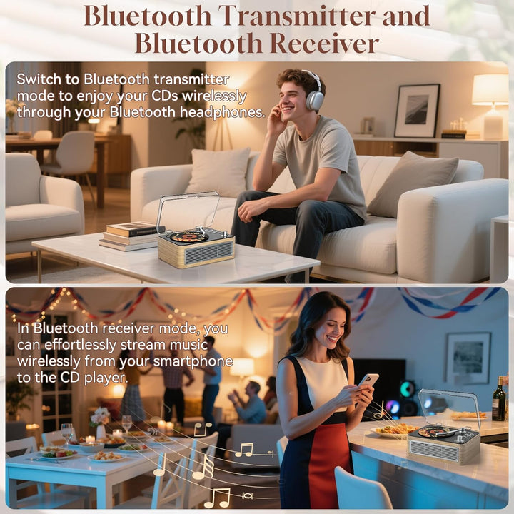 Gueray Tragbarer CD Player Bluetooth CD-Player mit Lautsprecher & Radio & Fernbedienung Unterstützt