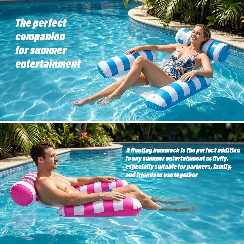 2 Stück Luftmatratze Wasser Hängematte, 4 in 1 Luftmatratze Netz Pool Hängematte Erwachsene, Pool Zu