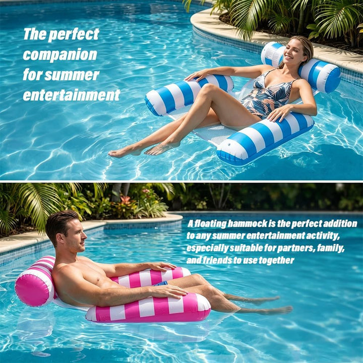 2 Stück Luftmatratze Wasser Hängematte, 4 in 1 Luftmatratze Netz Pool Hängematte Erwachsene, Pool Zu