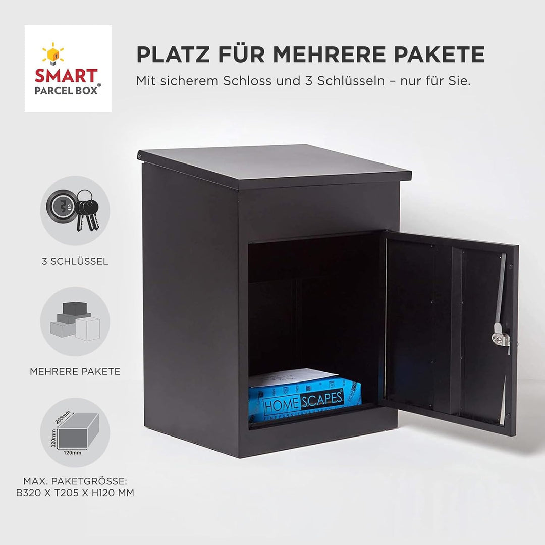Smart Parcel Box, mittelgrosser Paketbriefkasten mit Paketfach und Briefkasten, sicherer Paketkasten