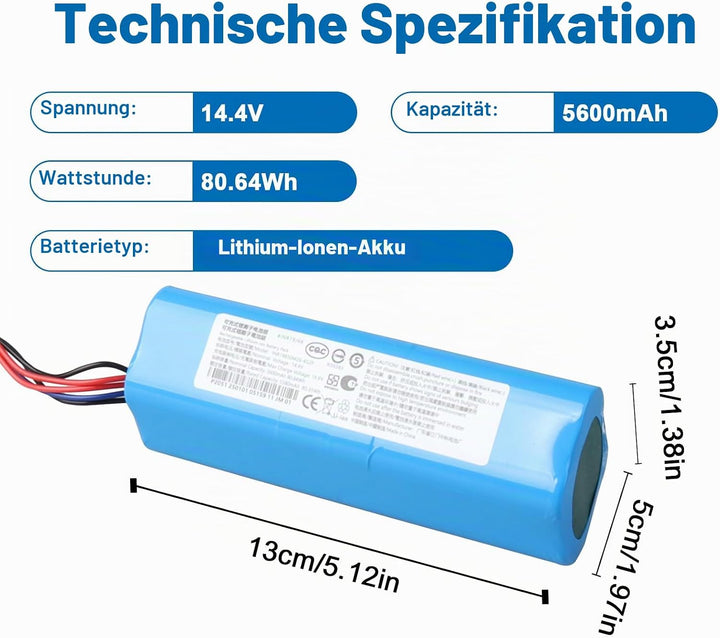 14,4 V 5600 mAh Ersatzakku Kompatibel mit Ecovacs Deebot T5 T9 T9+ T8 T8+ T10 AIVI/Max, Deebot DX65/