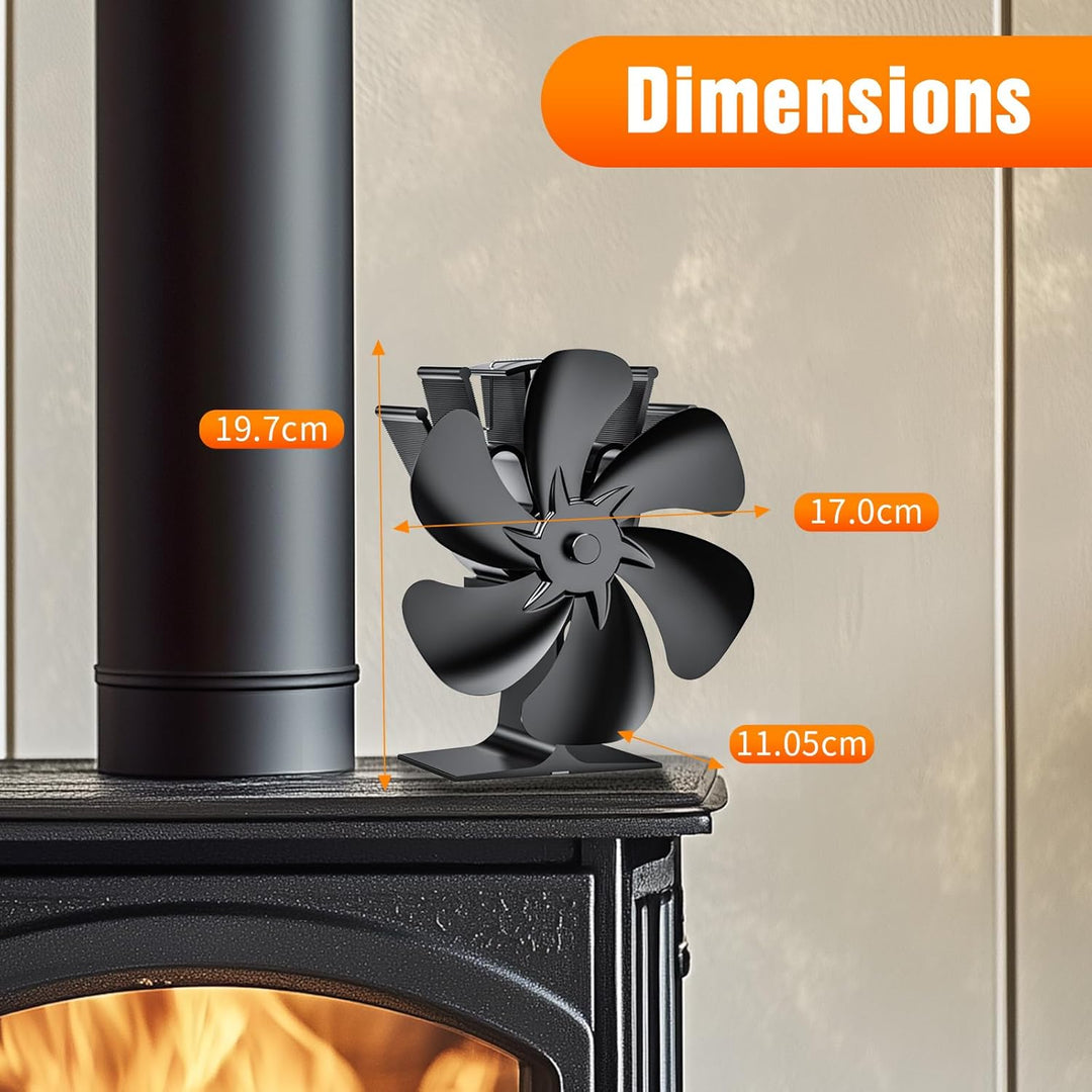 Wopigh Kaminventilator 6 Flügel Ofenventilator Ohne Strom, Holzofenventilator Leiser Betrieb, Angetr