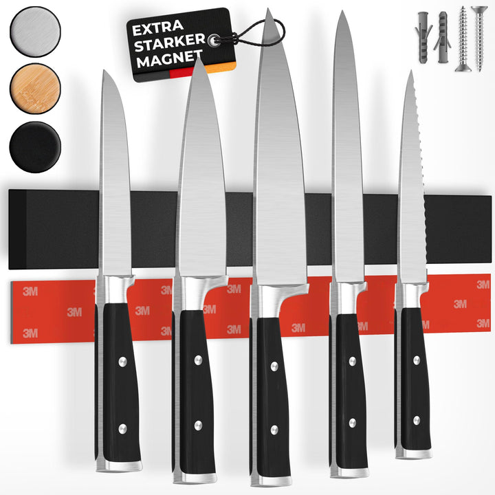 Cucino Magnetleiste Messer mit extra starkem Magnet - Vergleichssieger 2022 - Einfache Montage mit 3