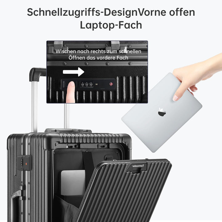 Turmaster Patented Airline Genehmigt Handgepäck mit Spinner-Rädern, 20 Zoll Koffer mit Aluminiumrahm