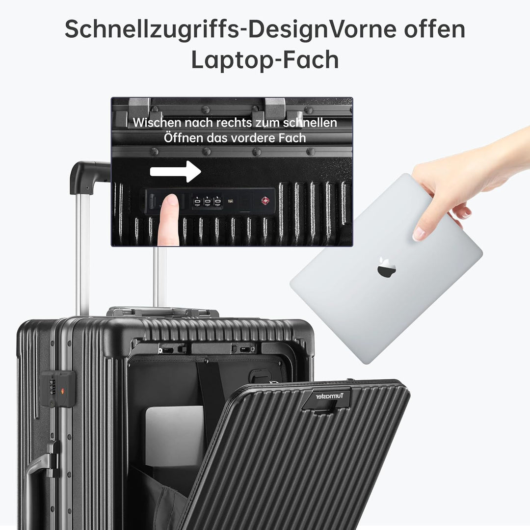 Turmaster Patented Airline Genehmigt Handgepäck mit Spinner-Rädern, 20 Zoll Koffer mit Aluminiumrahm