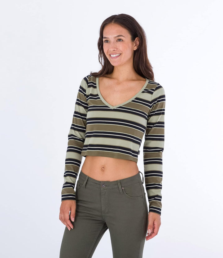Hurley Damen Sophie Fitte Tee T-Shirt XS Verschiedene Streifen, XS Verschiedene Streifen