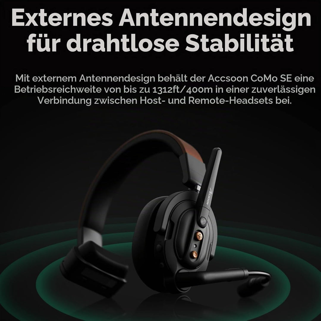 Accsoon Como SE Wireless Intercom Headset System, 2,4 GHz Vollduplex-Kommunikation, 1312ft/400m Reic