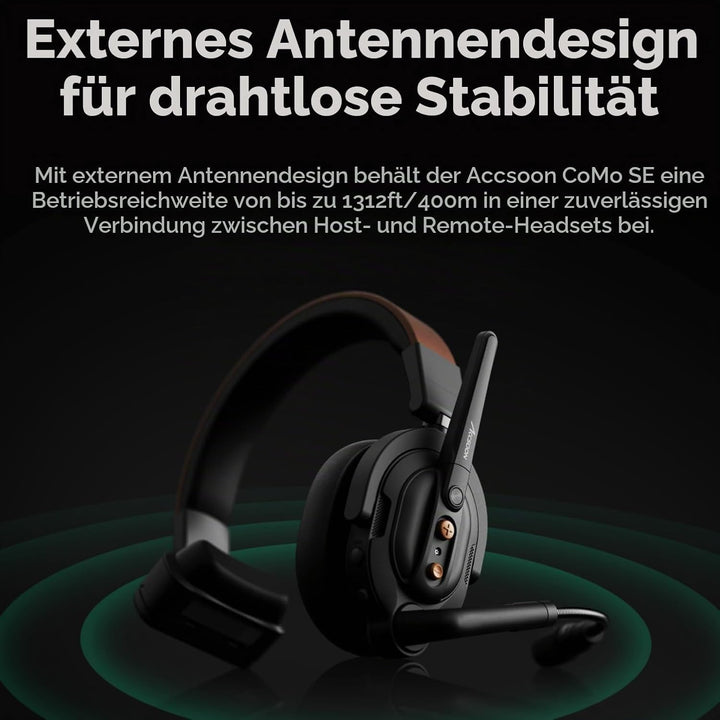 Accsoon Como SE Wireless Intercom Headset System, 2,4 GHz Vollduplex-Kommunikation, 1312ft/400m Reic
